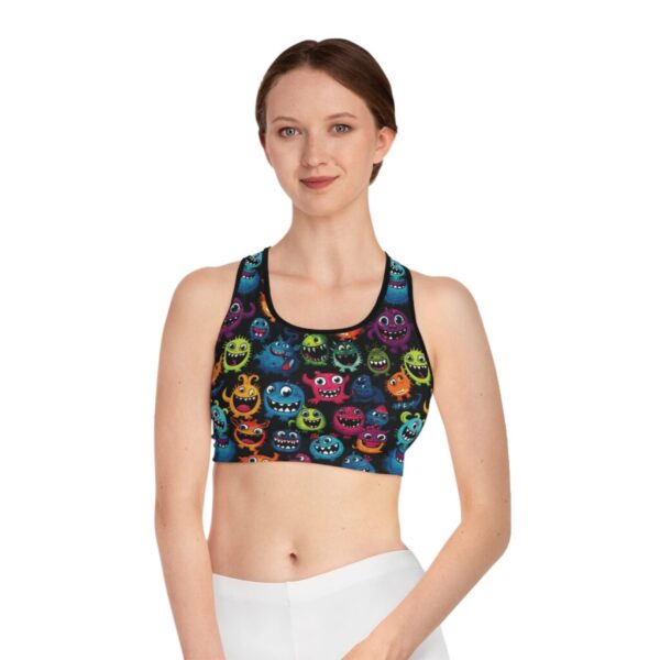 Wrestling Sports Bra - Z Brand (Black with Colorful Monster Heads)