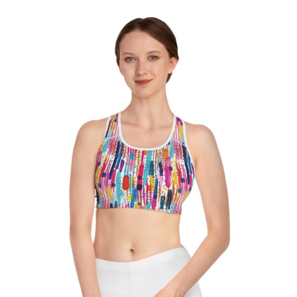 Wrestling Sports Bra - Z Brand (White with Colorful Paint Drips)