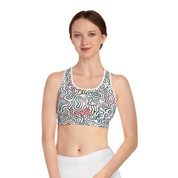 Wrestling Sports Bra - Z Brand (White with Doodles lines)