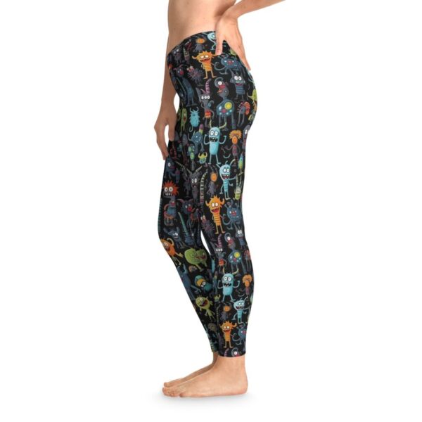 Wrestling Stretchy Leggings - Z Brand (Black with Colorful Monsters)