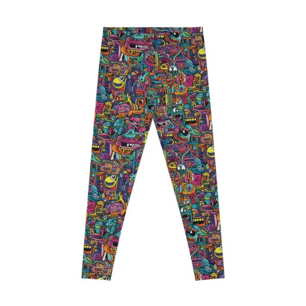 Wrestling Stretchy Leggings - Z Brand (Black with Colorful Cartoon Doodles)