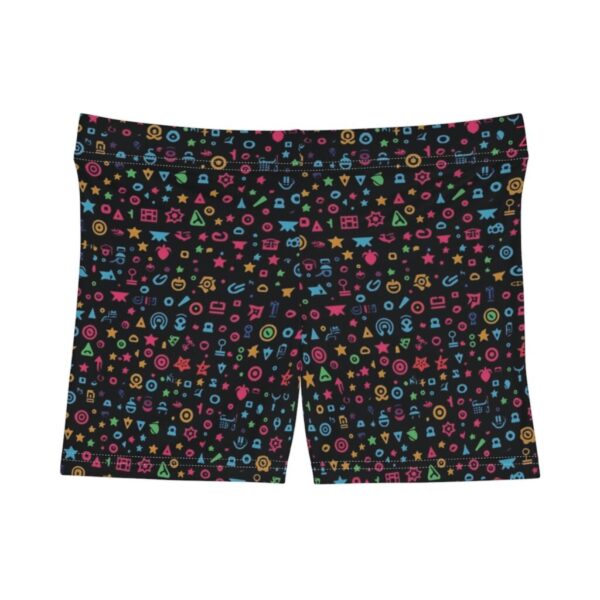 Wrestling Shorts Mini Length - Z Brand Black with Colorful Doodles)