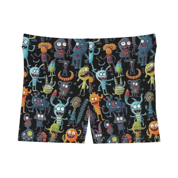 Wrestling Shorts Mini Length - Z Brand (Black with Colorful Monsters)