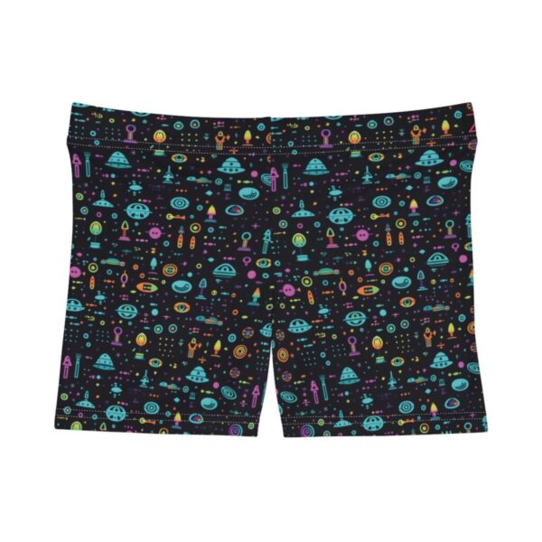 Wrestling Shorts Mini Length - Z Brand (Black with Space Ships)
