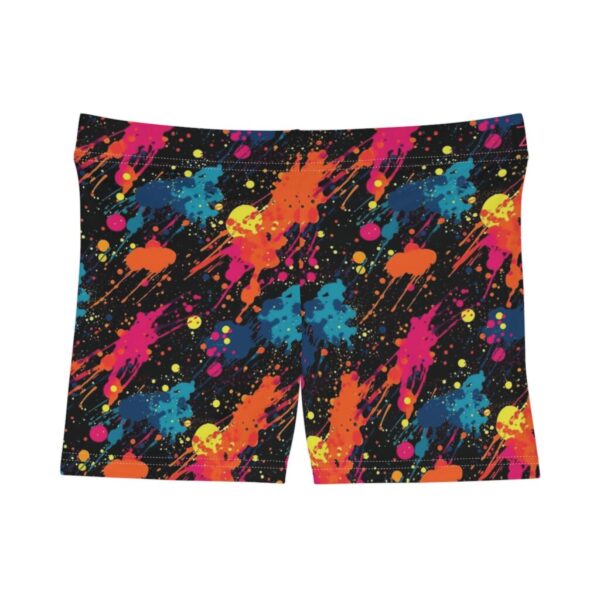 Wrestling Shorts Mini Length - Z Brand (Black with Colorful Blue, Orange, Red Splashes)