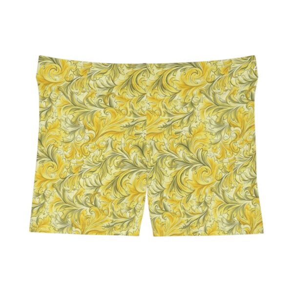 Wrestling Shorts Mini Length - Z Brand (Yellow Swirl Leaves)