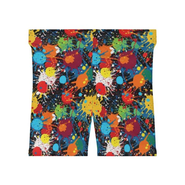 Wrestling Shorts Mid Length - Z Brand (Black with Colorful Paint Splashes)