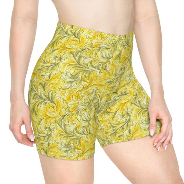 Wrestling Shorts Mid Length - Z Brand (Yellow Swirl Leaves)