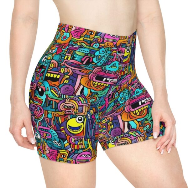 Wrestling Shorts Mid Length - Z Brand (Black with Colorful Cartoon Doodles)