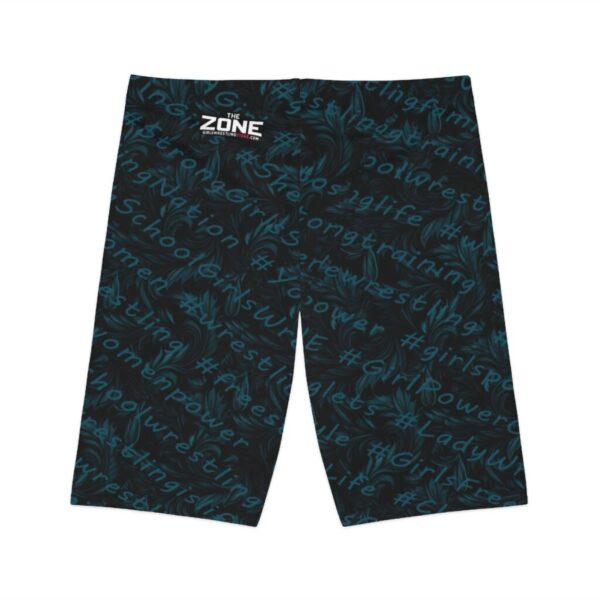 Wrestling Shorts Long Length - Z Brand (black with dark blue hashtags words)