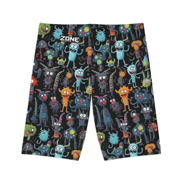 Wrestling Shorts Long Length - Z Brand (Black with Colorful Monsters)