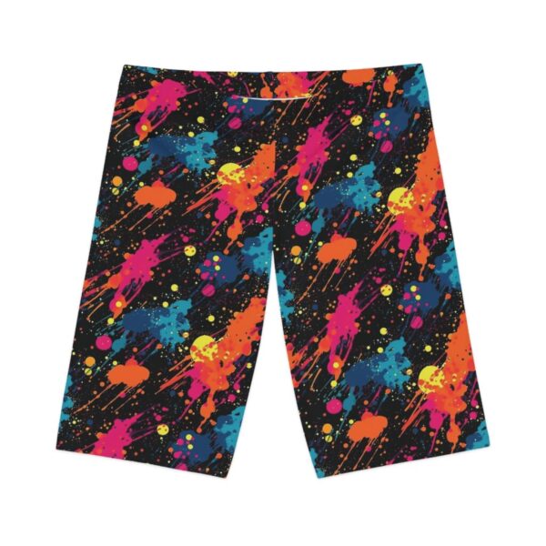 Wrestling Shorts Long Length - Z Brand (black with colorful paint splashes )