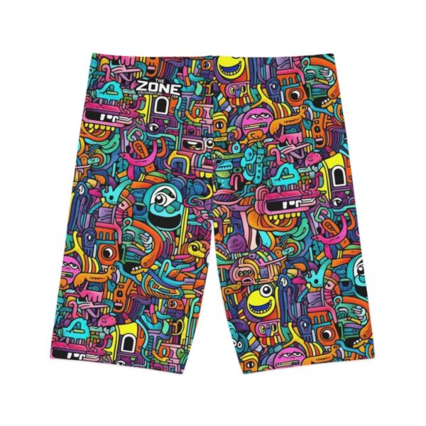 Wrestling Shorts Long Length - Z Brand (Black with Colorful Cartoon Doodles)