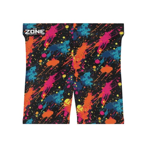 Wrestling Shorts Mid Length - Z Brand (Black with Colorful Blue, Orange, Red Splashes)